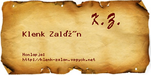 Klenk Zalán névjegykártya
